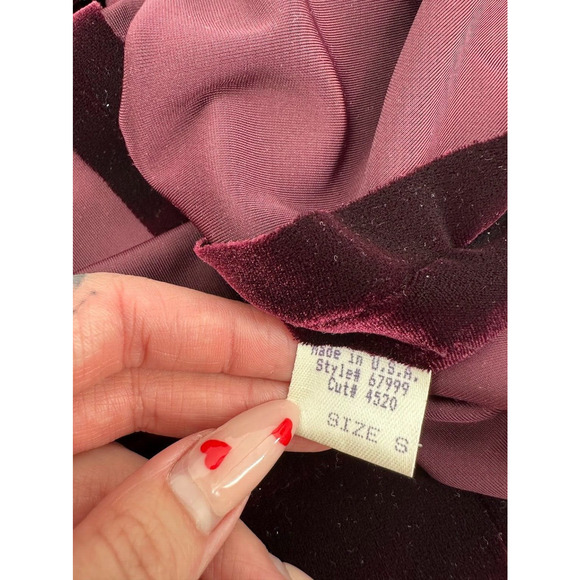 Vintage Y2K Red Velour Mock Neck Beaded Maxi Dress Size S Whimsygoth Fairy Prom - Picture 7 of 8